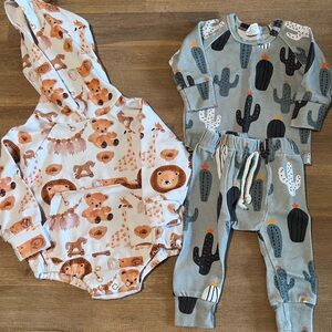 Little One Shop Infant Bundle 3-6 mos. EUC romper and sweat set